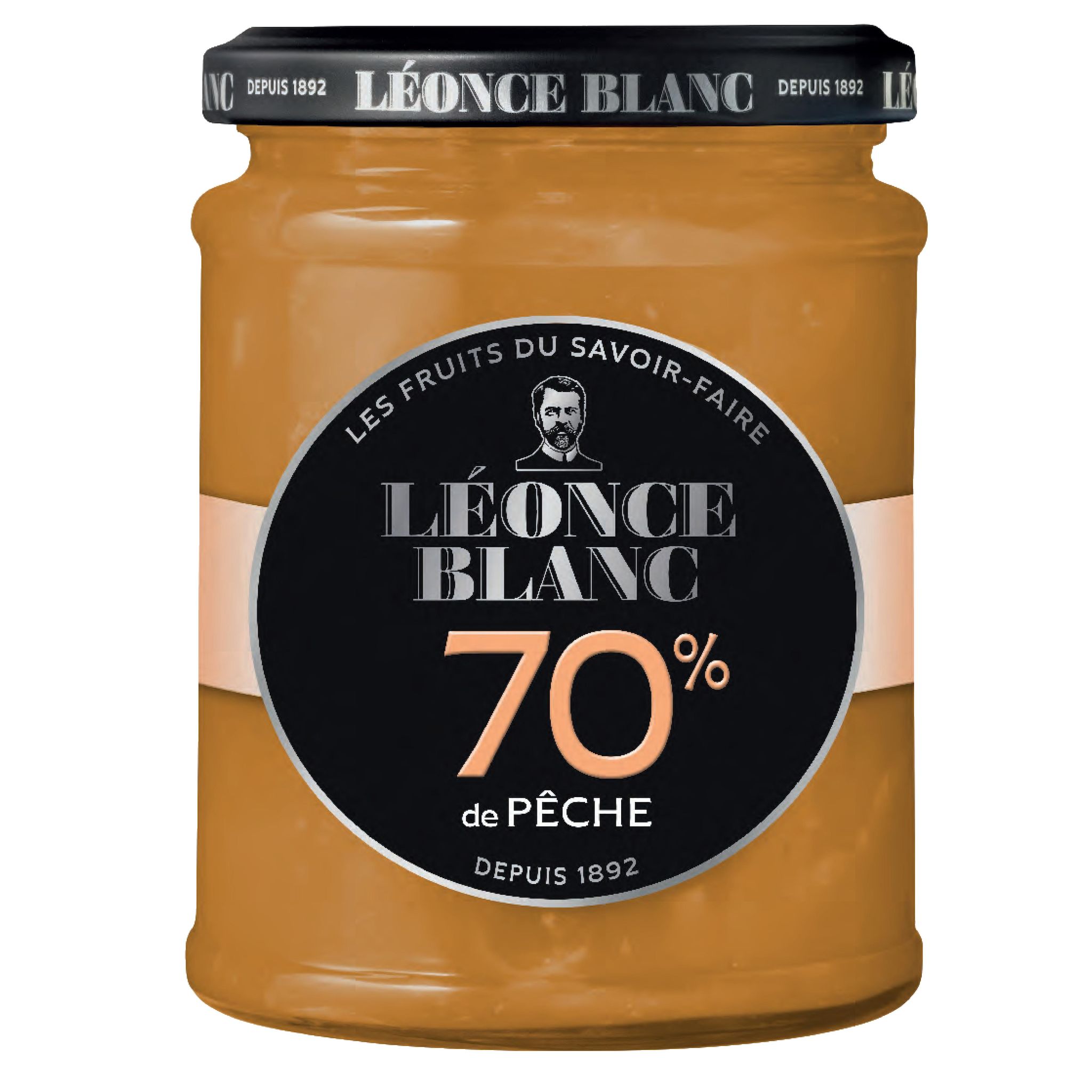 LEONCE BLANC Confiture de pêche 70% de fruits 320g