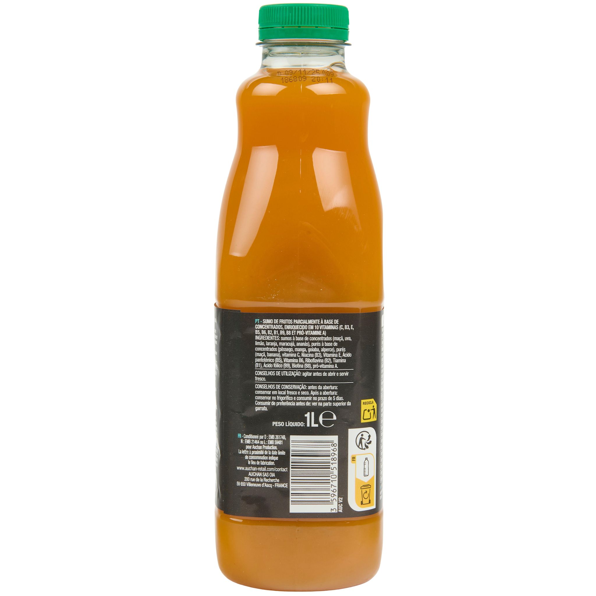 Voir la diapositive 2 : AUCHAN Nectar Instant Gourmand tropical 1l