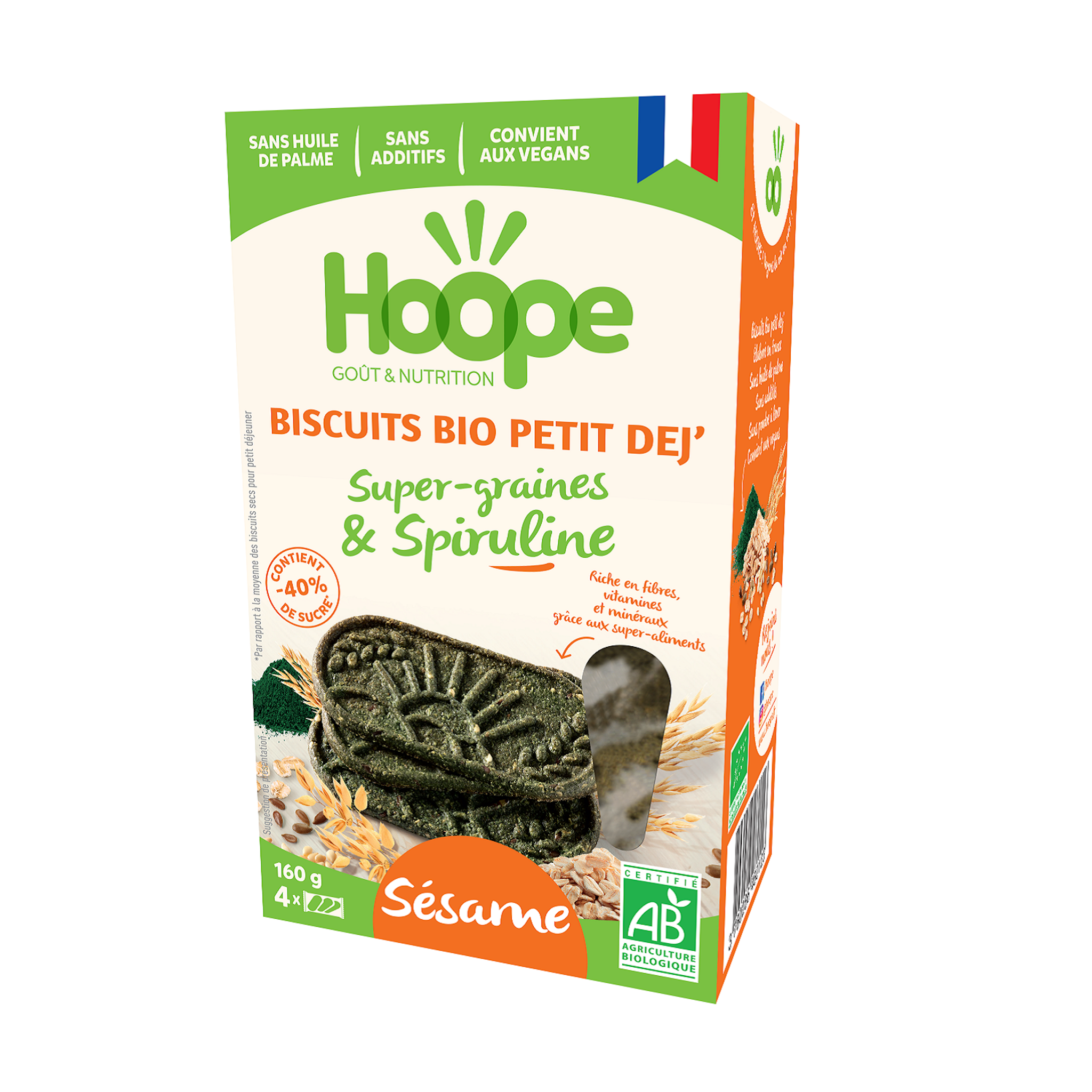 HOOPE Biscuits bio petit déjeuner au sésame et super graines 160g