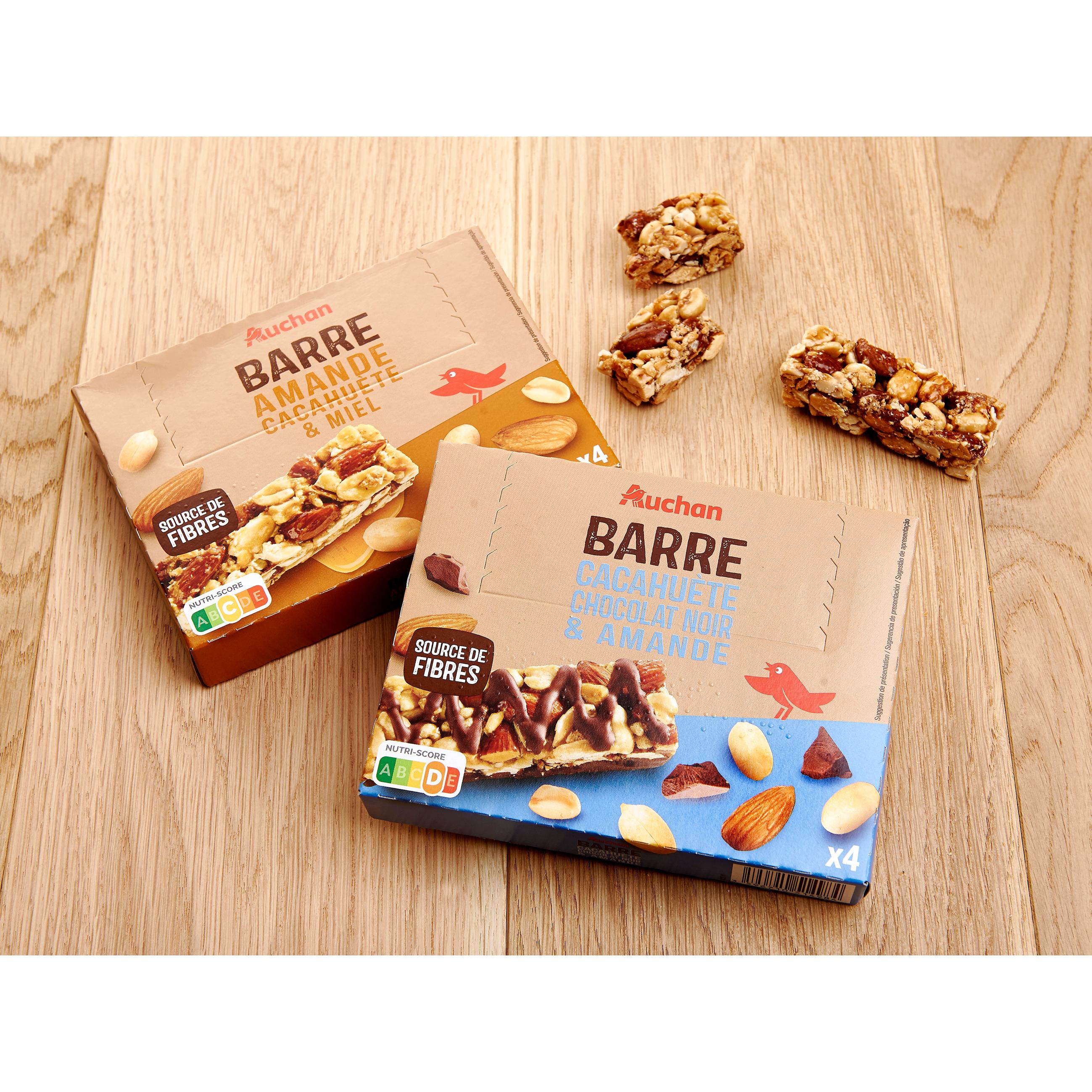 Voir la diapositive 3 : AUCHAN Barres amande cacahuète et miel 4 barres 120g