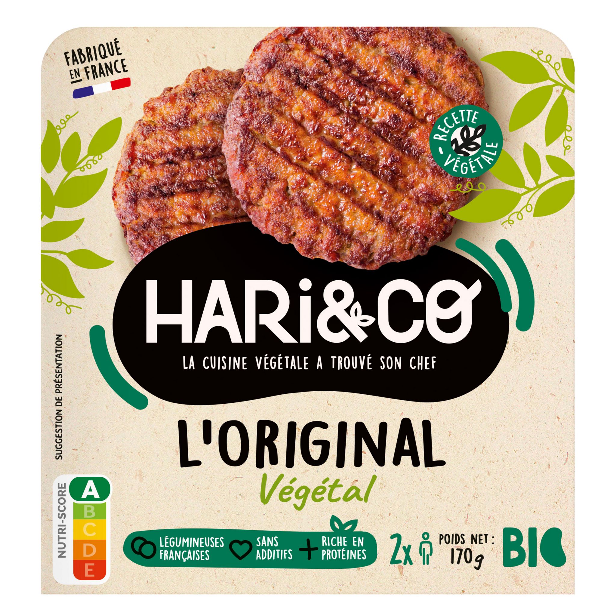 Voir la diapositive 2 : HARI&CO L'Original végétal de pois bio 2 parts 170g