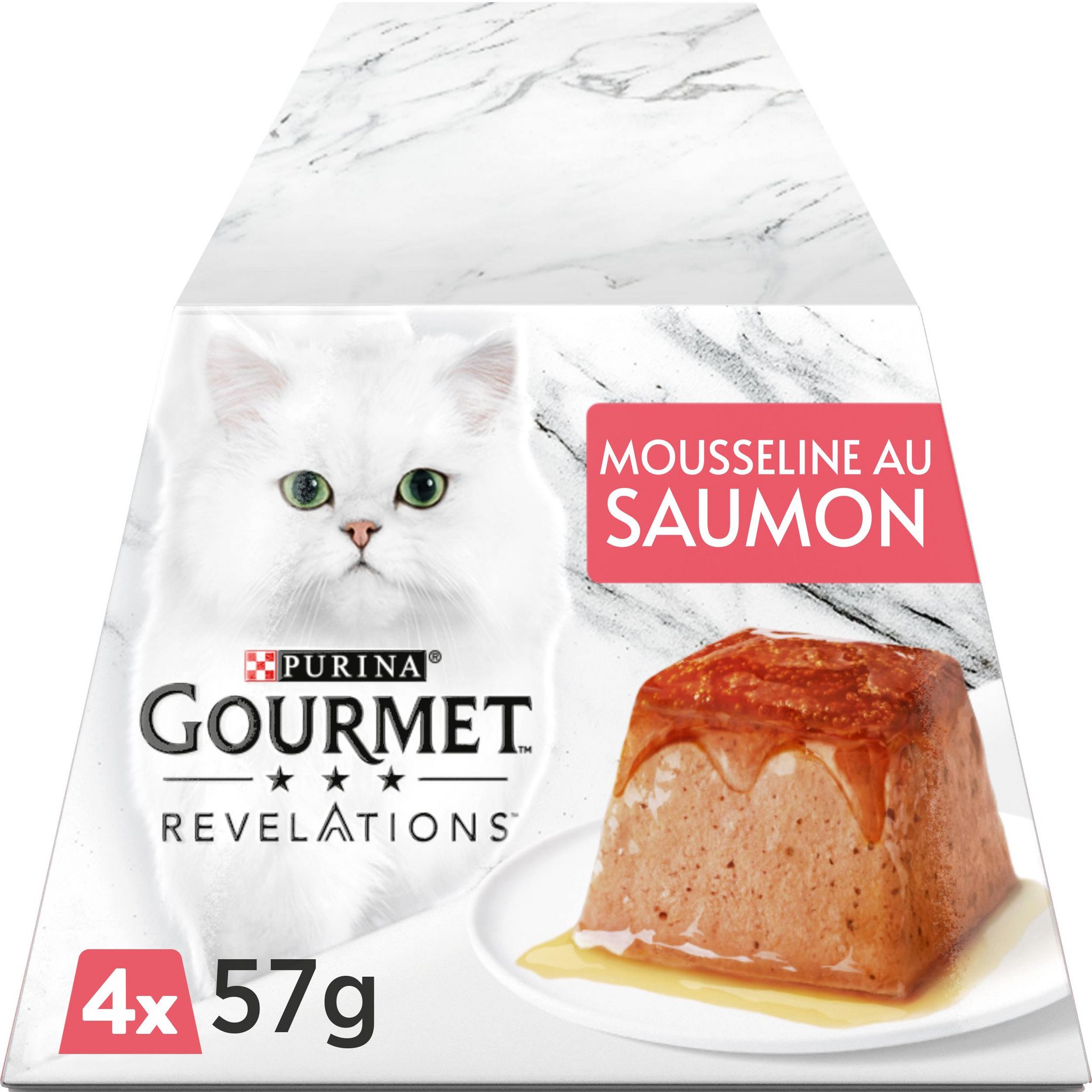 Voir la diapositive 2 : PURINA Gourmet Révélation Mousseline au saumon pour chat 4 sachets 4x57g