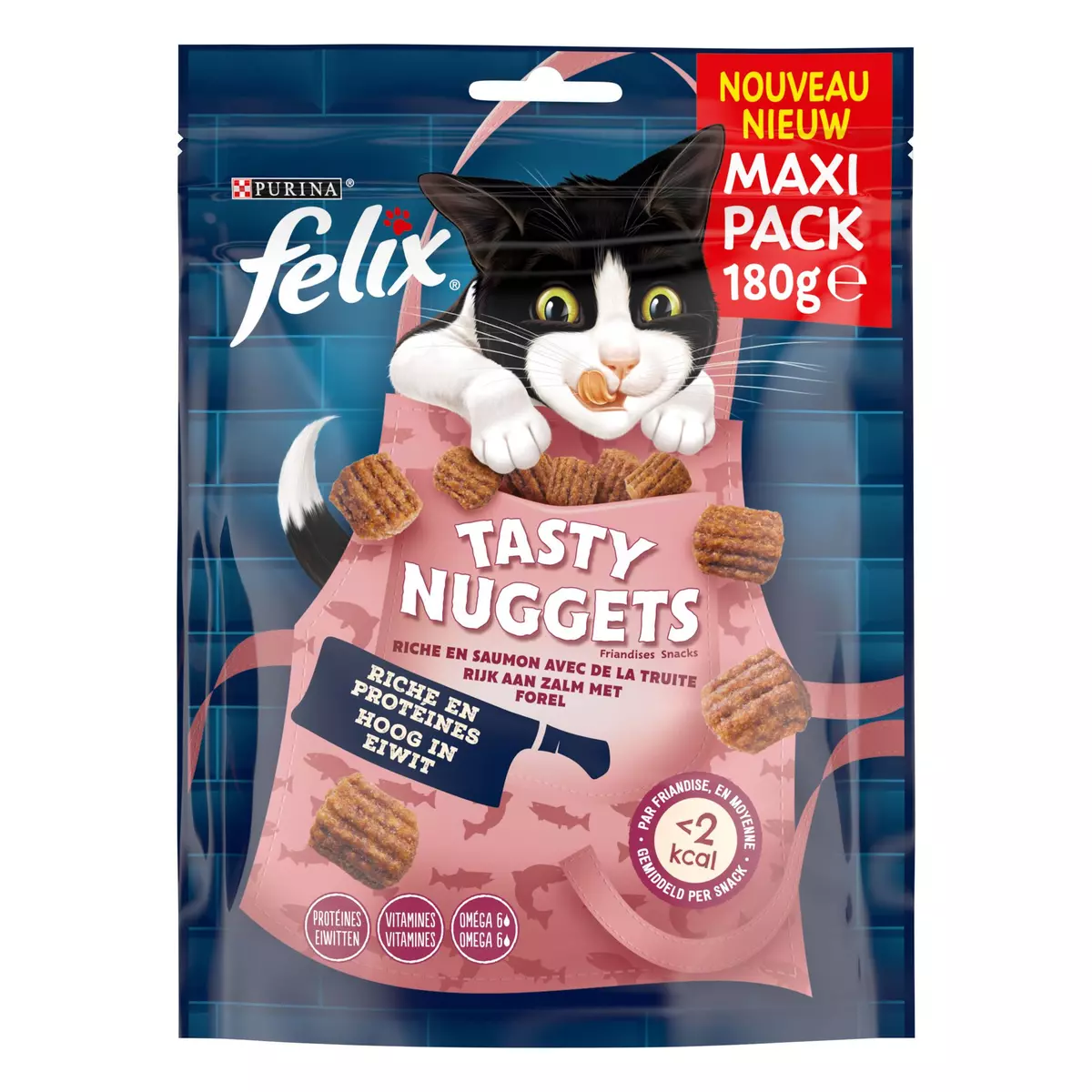 FELIX Friandises tasty nuggets riche en saumon avec de la truite pour chat 180g