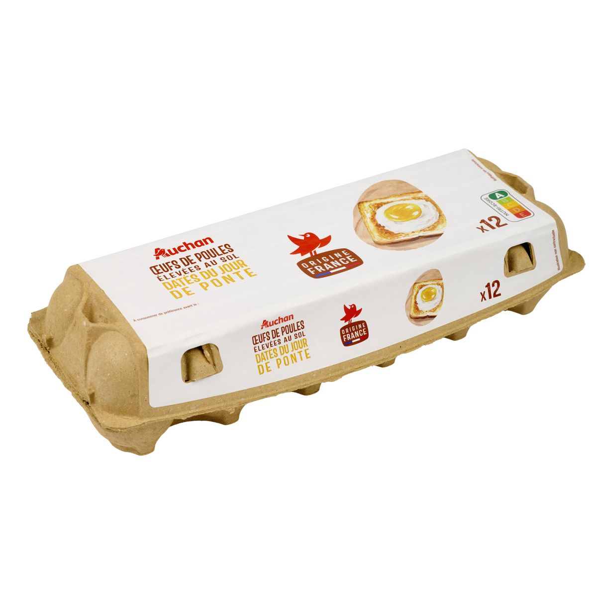 AUCHAN Oeufs de poules élevées au sol 12 pièces