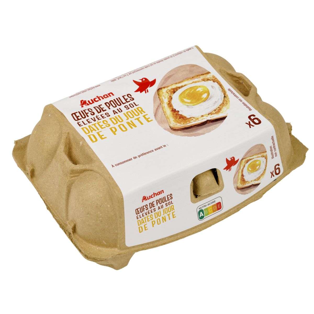 AUCHAN Oeufs de poules élevées au sol 6 pièces