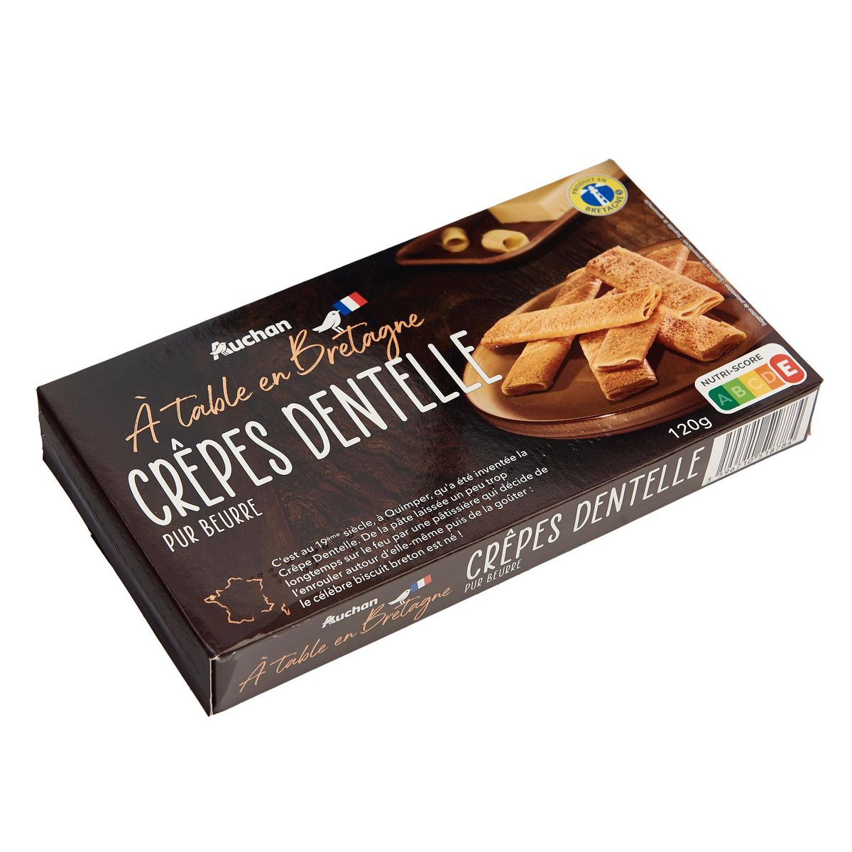 AUCHAN TERROIR Crêpes dentelle pur beurre 14 crêpes 120g