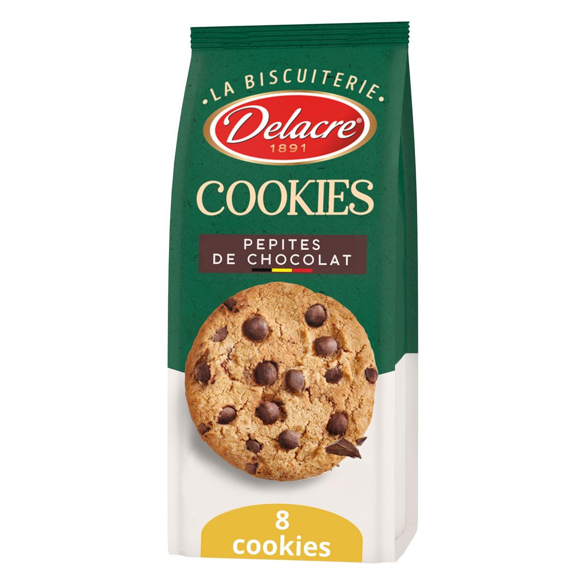 DELACRE Cookies aux pépites de chocolat 8 cookies 136g