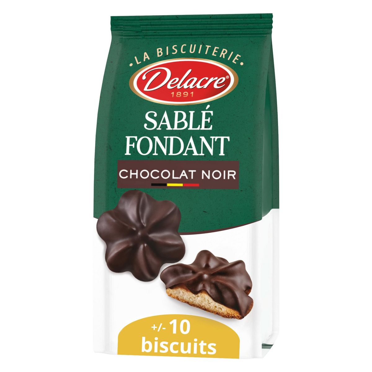DELACRE Biscuits sablés fondants au chocolat noir environ 10 biscuits 130g