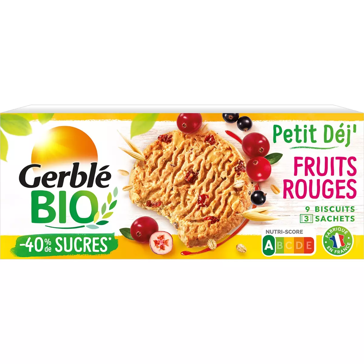 GERBLE BIO Petit déj' Biscuits aux fruits rouges à l'épeautre bio 132g