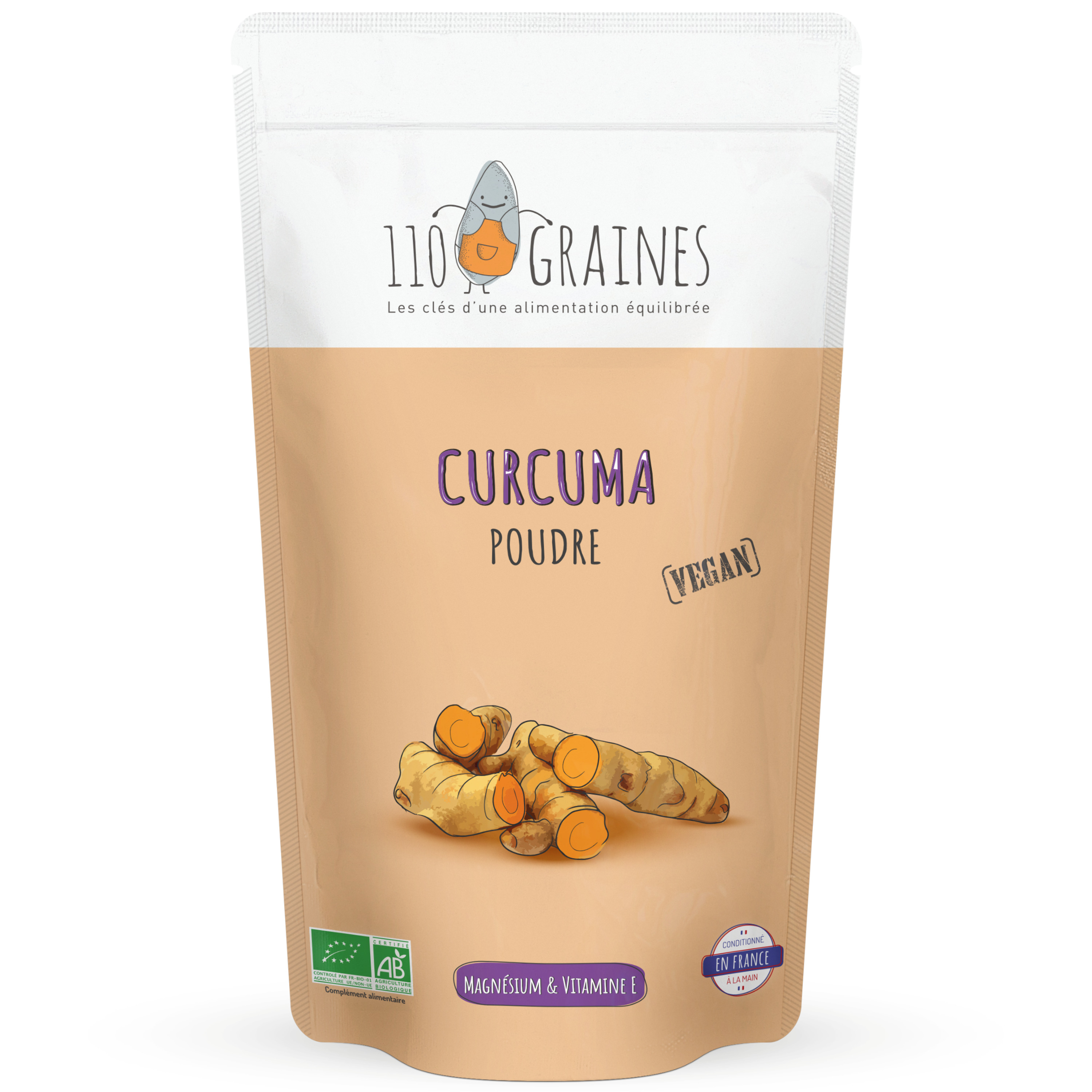 110 GRAINES Curcuma bio en poudre 200g
