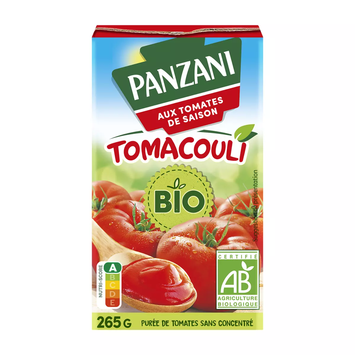 PANZANI Purée de tomates bio sans concentré Tomacouli 265g