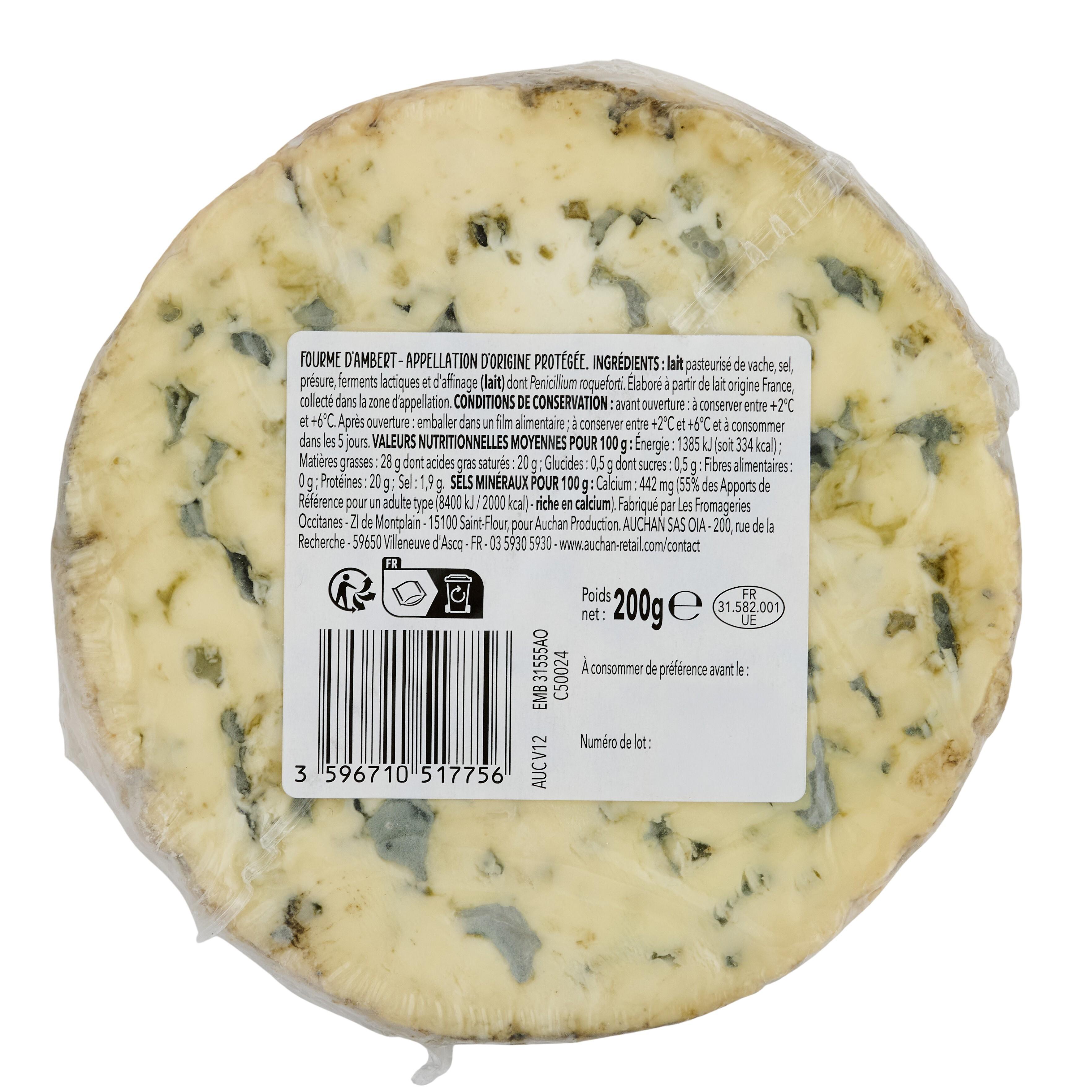 Voir la diapositive 3 : AUCHAN TERROIR Fourme d'Ambert AOP 200g