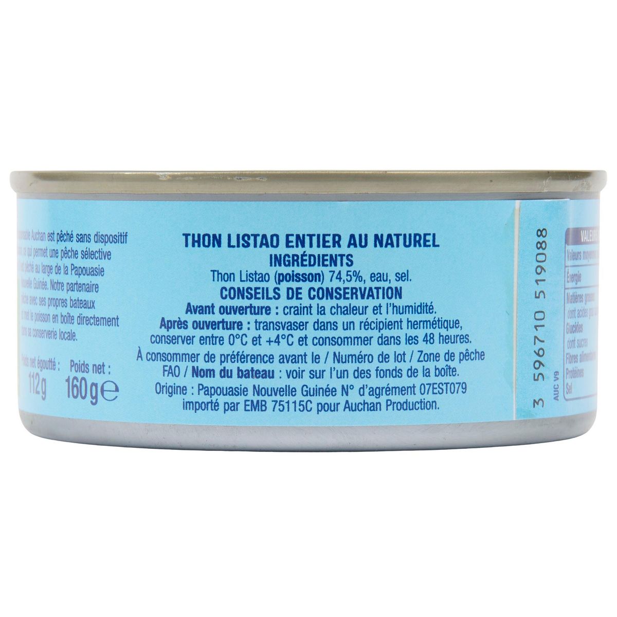 AUCHAN CULTIVONS LE BON Thon listao au naturel 3x112g