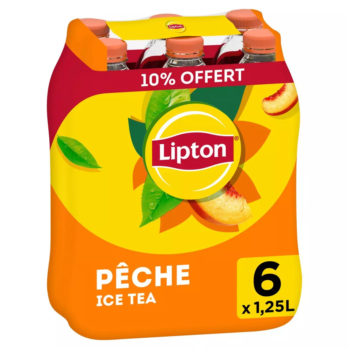 LIPTON Boisson Ice Tea à base de thé saveur pêche 6x1.25l