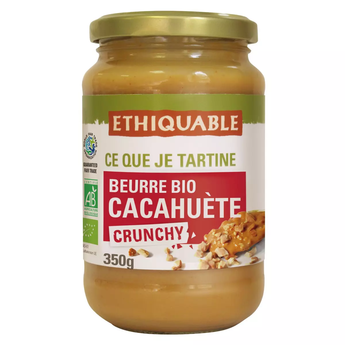 ETHIQUABLE Beurre bio de cacahuète Crunchy 350g
