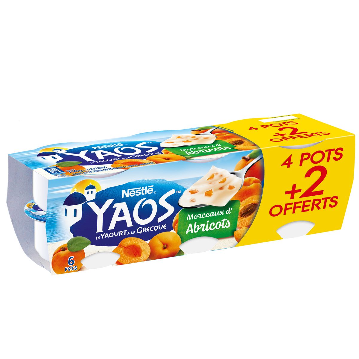 YAOS Yaourt à la grecque aux morceaux d'abricots 4+2 offerts 6x125g