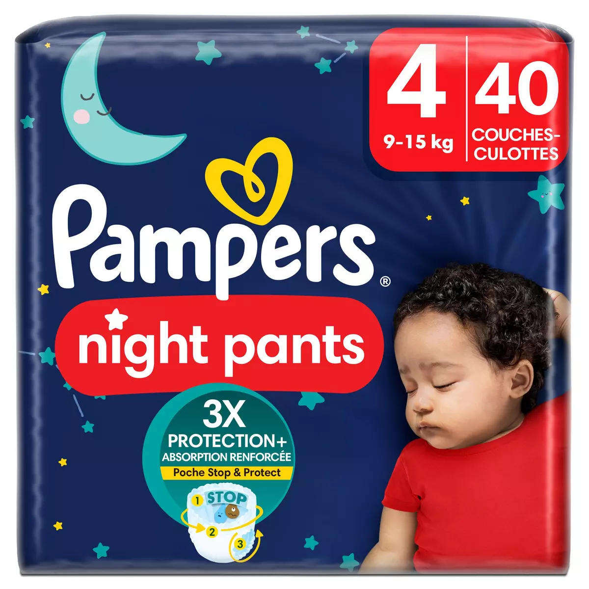 PAMPERS Baby-dry night couche-culotte taille 4 (9-15kg) 40 couches