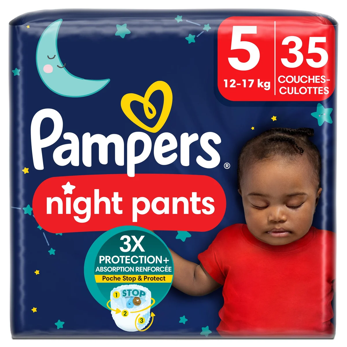 PAMPERS Babydry night coucheculotte taille 5 (1217kg) 35 couches pas cher Auchan.fr