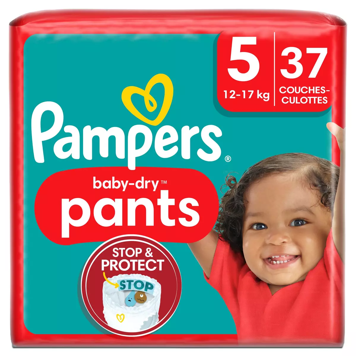 PAMPERS Baby-dry pants couches taille 5 (12-17kg) 37 couches pas cher 