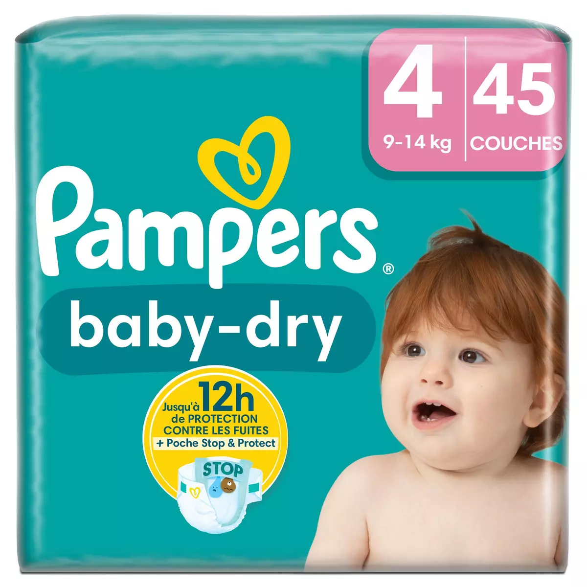 PAMPERS Baby-Dry couches taille 4 (9-14kg) 45 couches