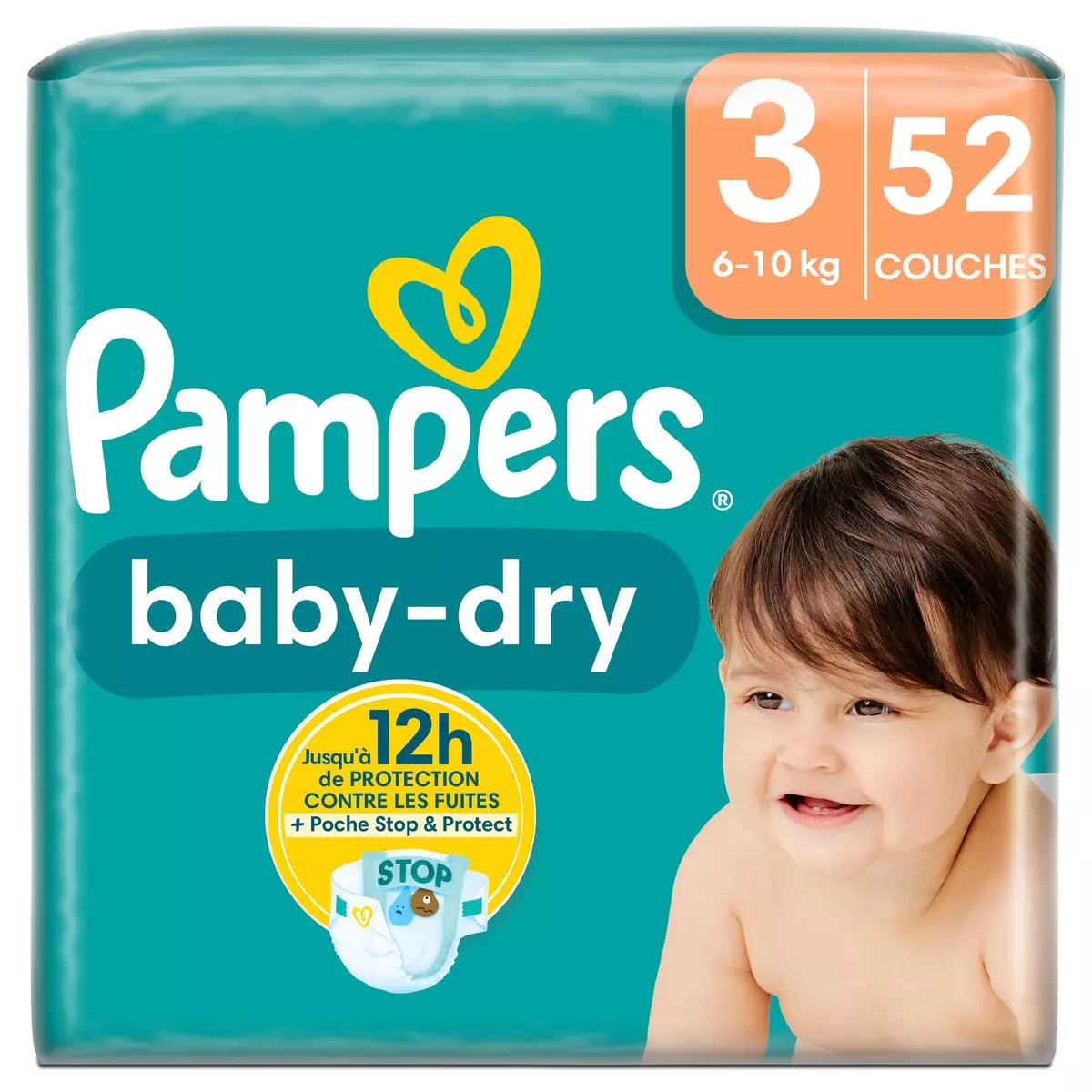 PAMPERS Baby-Dry couches taille 3 (6-10kg) 52 couches