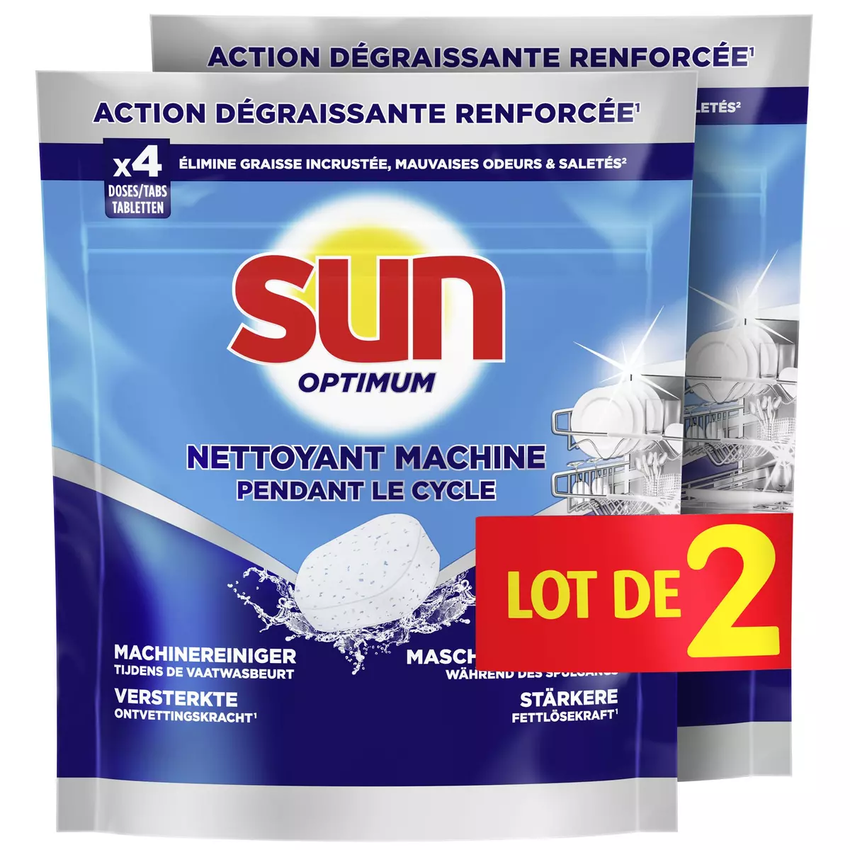 SUN Optimum tablette lave-vaisselle action dégraissante 8 tablettes pas  cher 