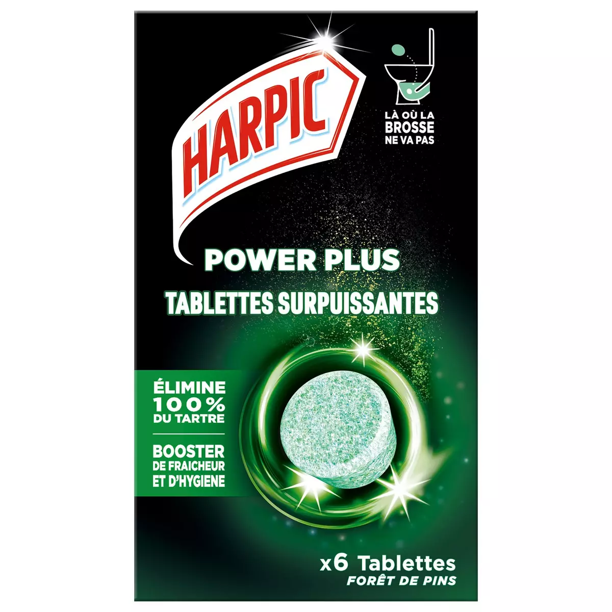 HARPIC Tablettes WC détartrantes Power Plus parfum forêt de pins 6 tablettes