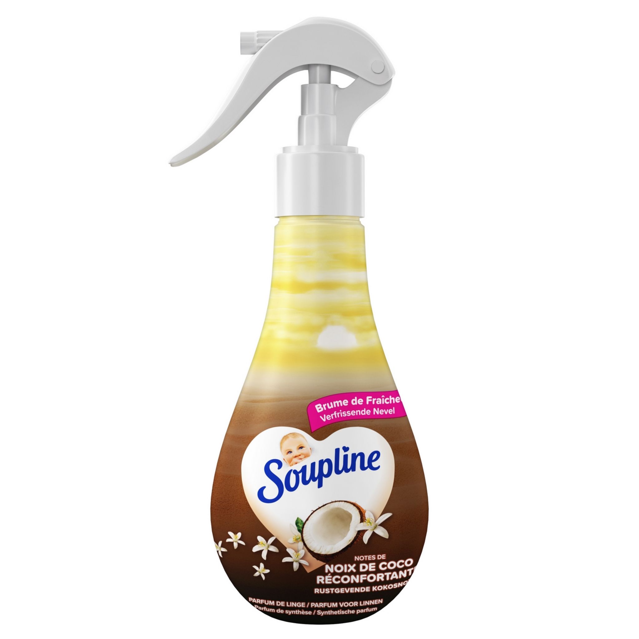 SOUPLINE Parfum de linge Spray brume de fraîcheur noix de coco réconfortante 250ml