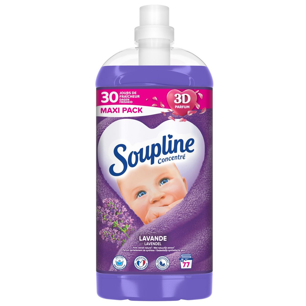 SOUPLINE Adoucissant liquide concentré Lavande 77 lavages 1.7l