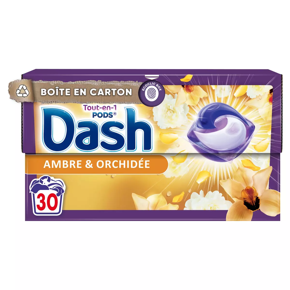DASH Pods lessive capsule tout en 1 souffle précieux 30 capsules
