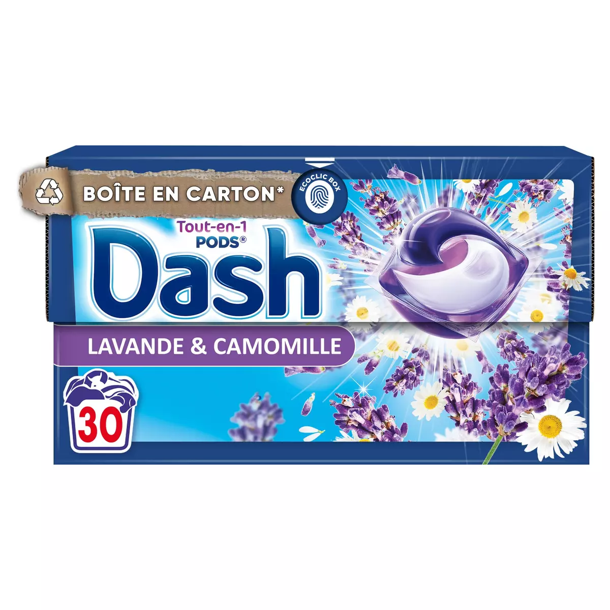 DASH Pods lessive capsules tout en 1 lavande et camomille 30