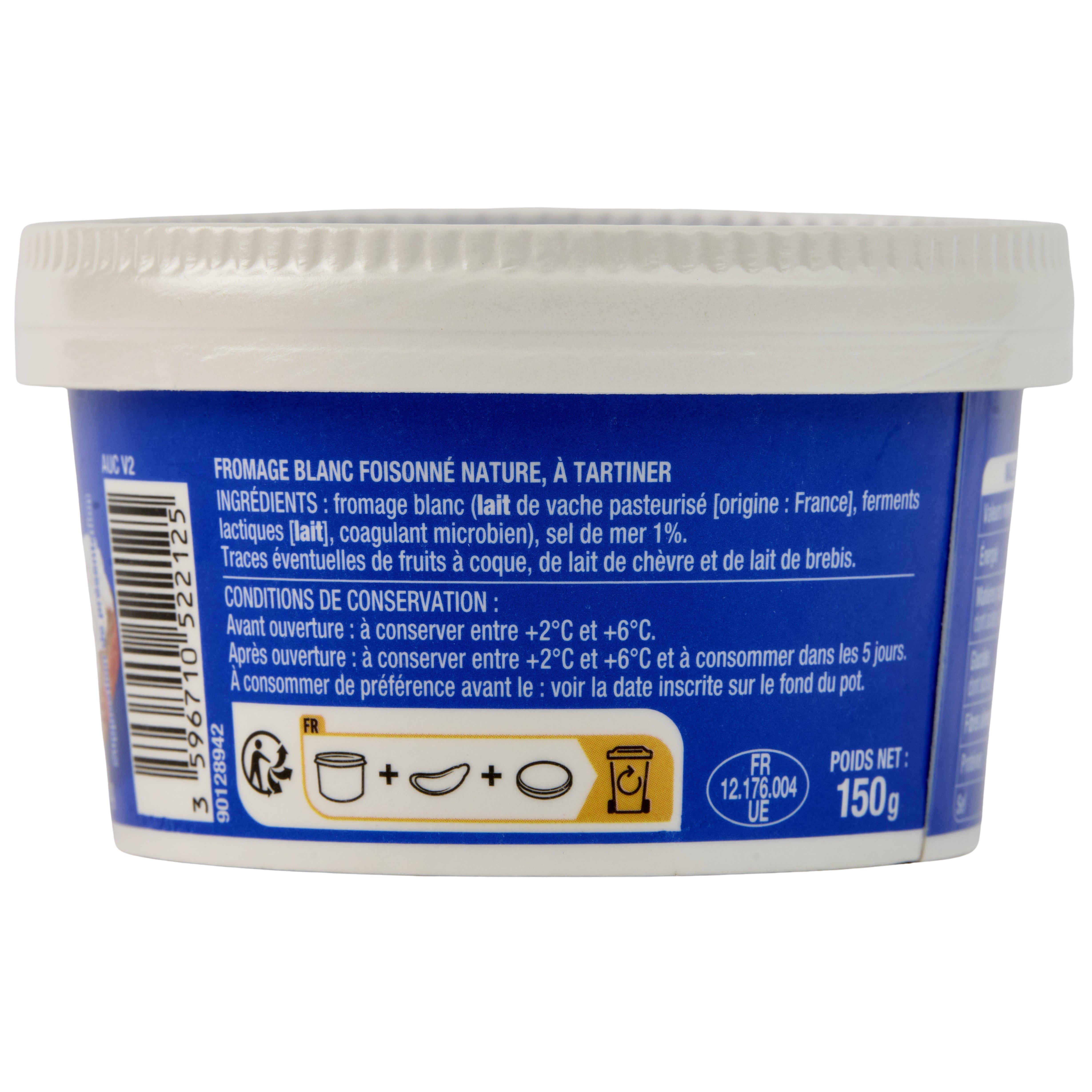 Voir la diapositive 2 : AUCHAN Fromage fouetté nature au sel de mer 150g