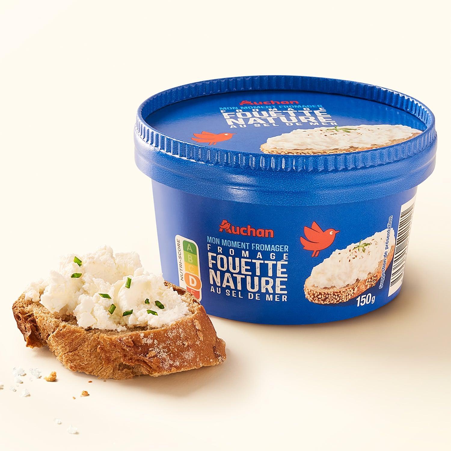 Voir la diapositive 3 : AUCHAN Fromage fouetté nature au sel de mer 150g