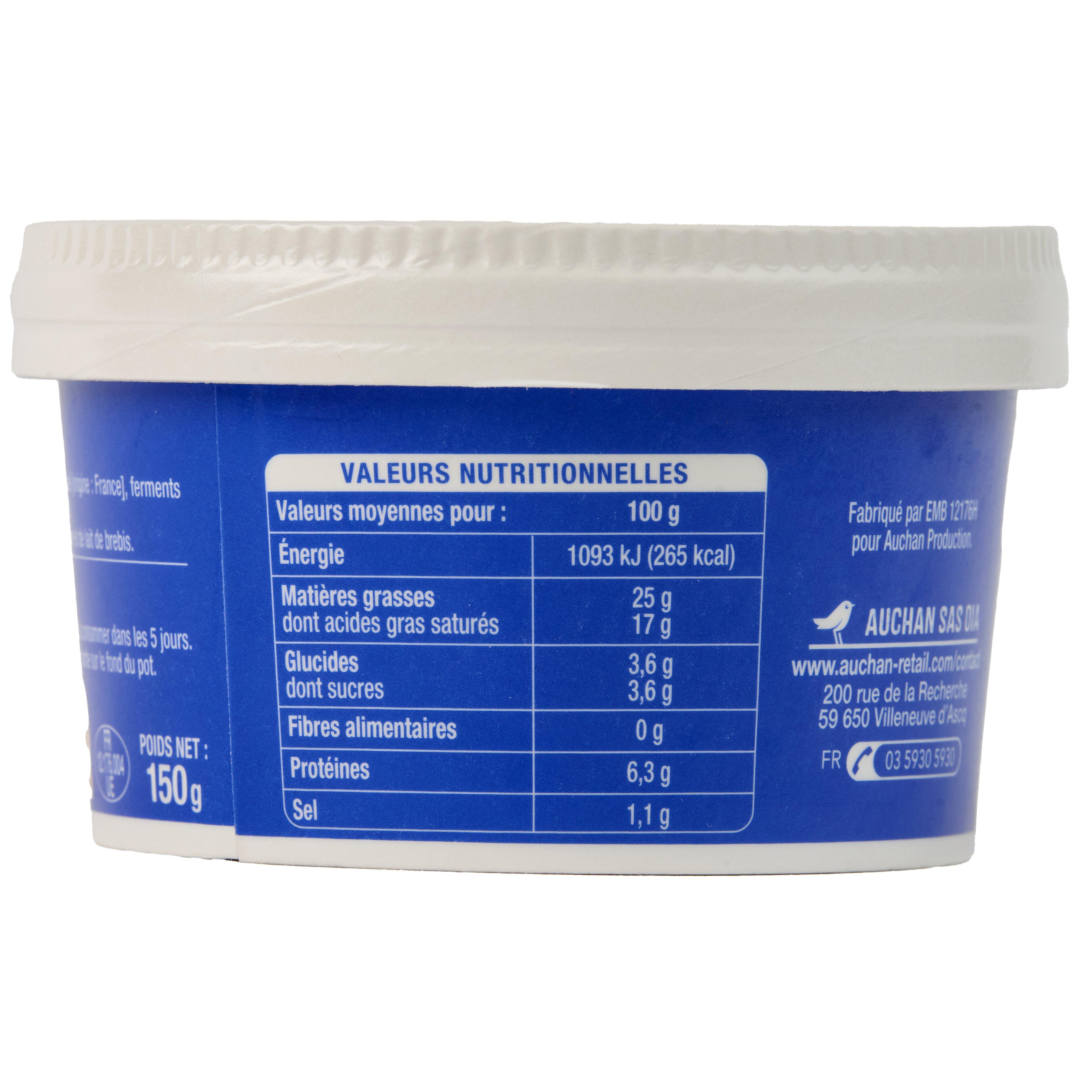 Voir la diapositive 5 : AUCHAN Fromage fouetté nature au sel de mer 150g