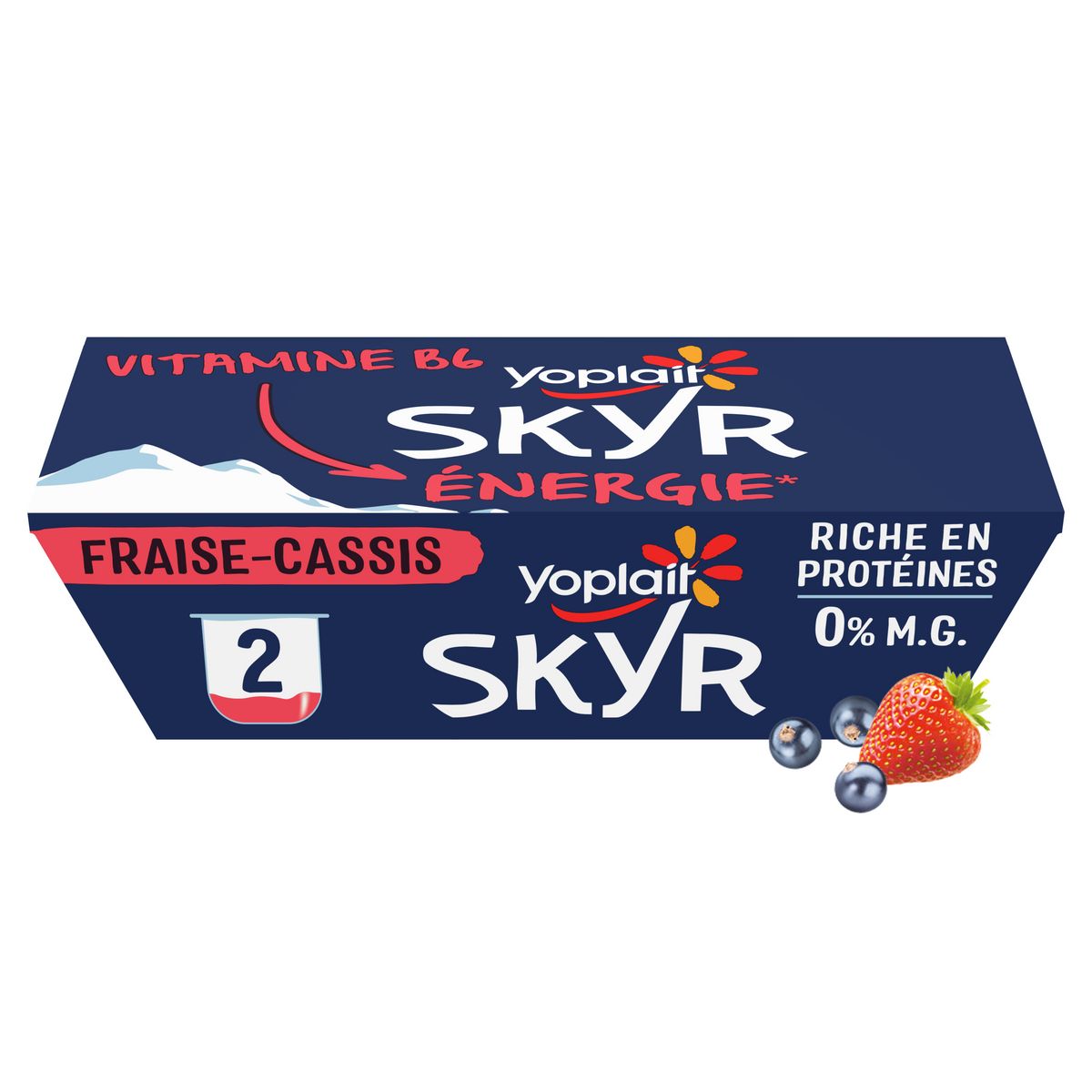 YOPLAIT Skyr à la fraise et au cassis 0% MG 2x140g