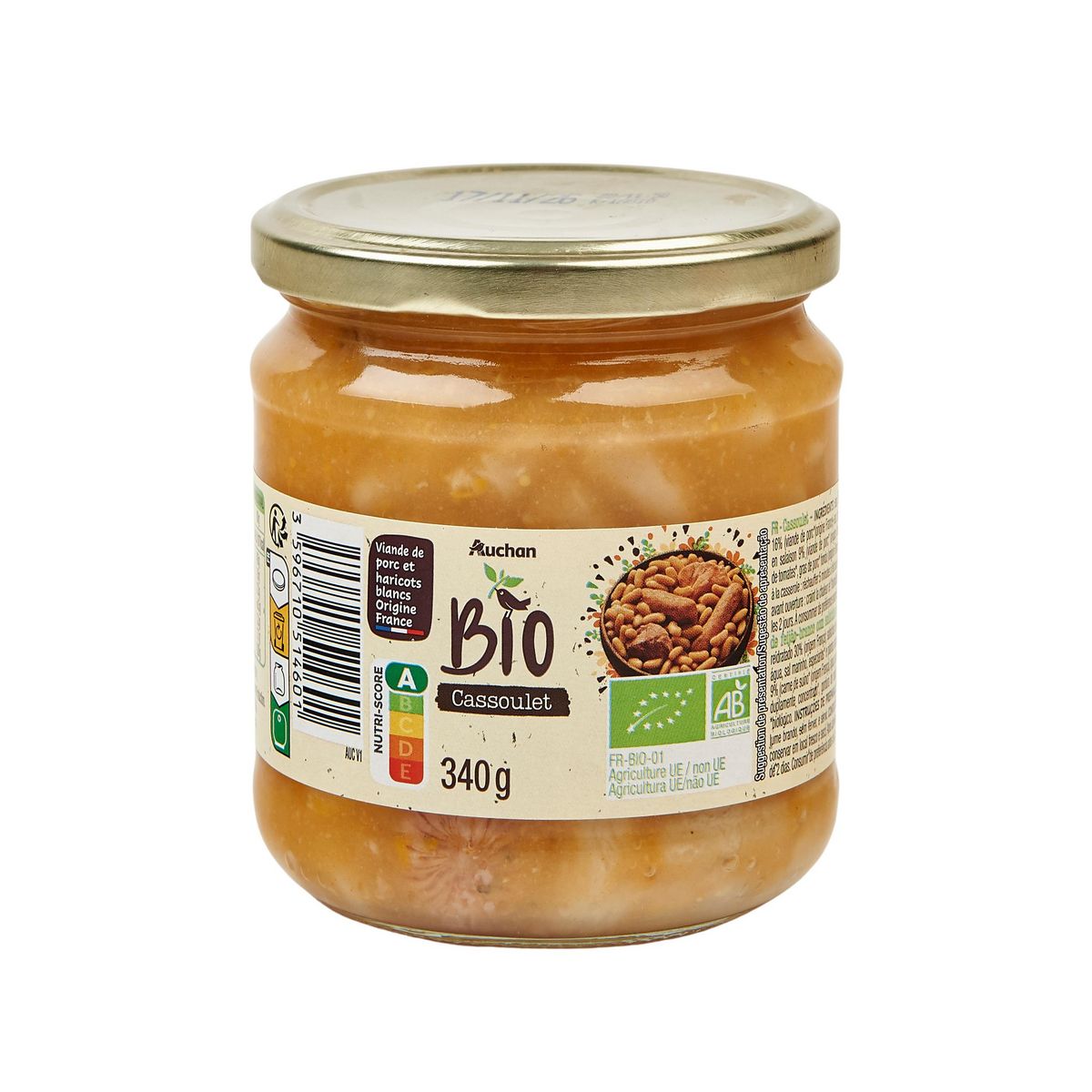 AUCHAN BIO Cassoulet 340g