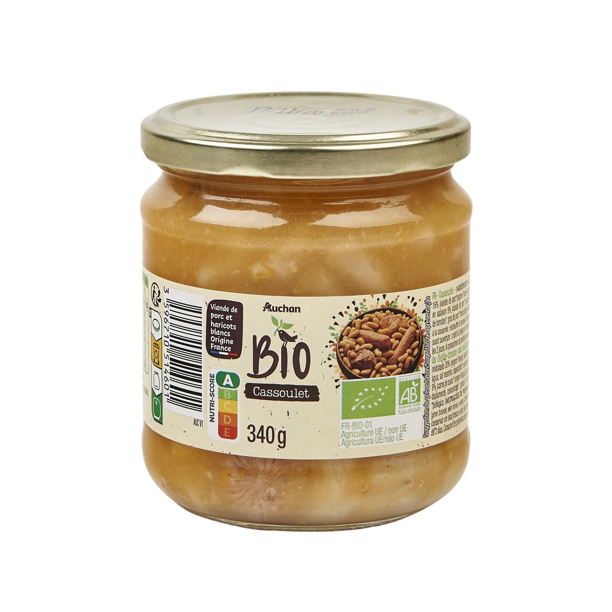 Voir la diapositive 2 : AUCHAN BIO Cassoulet 340g
