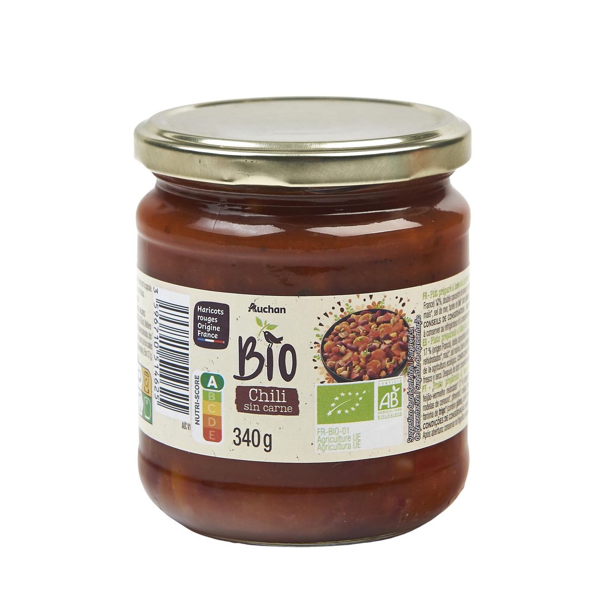 AUCHAN BIO Chili sin carne 340g