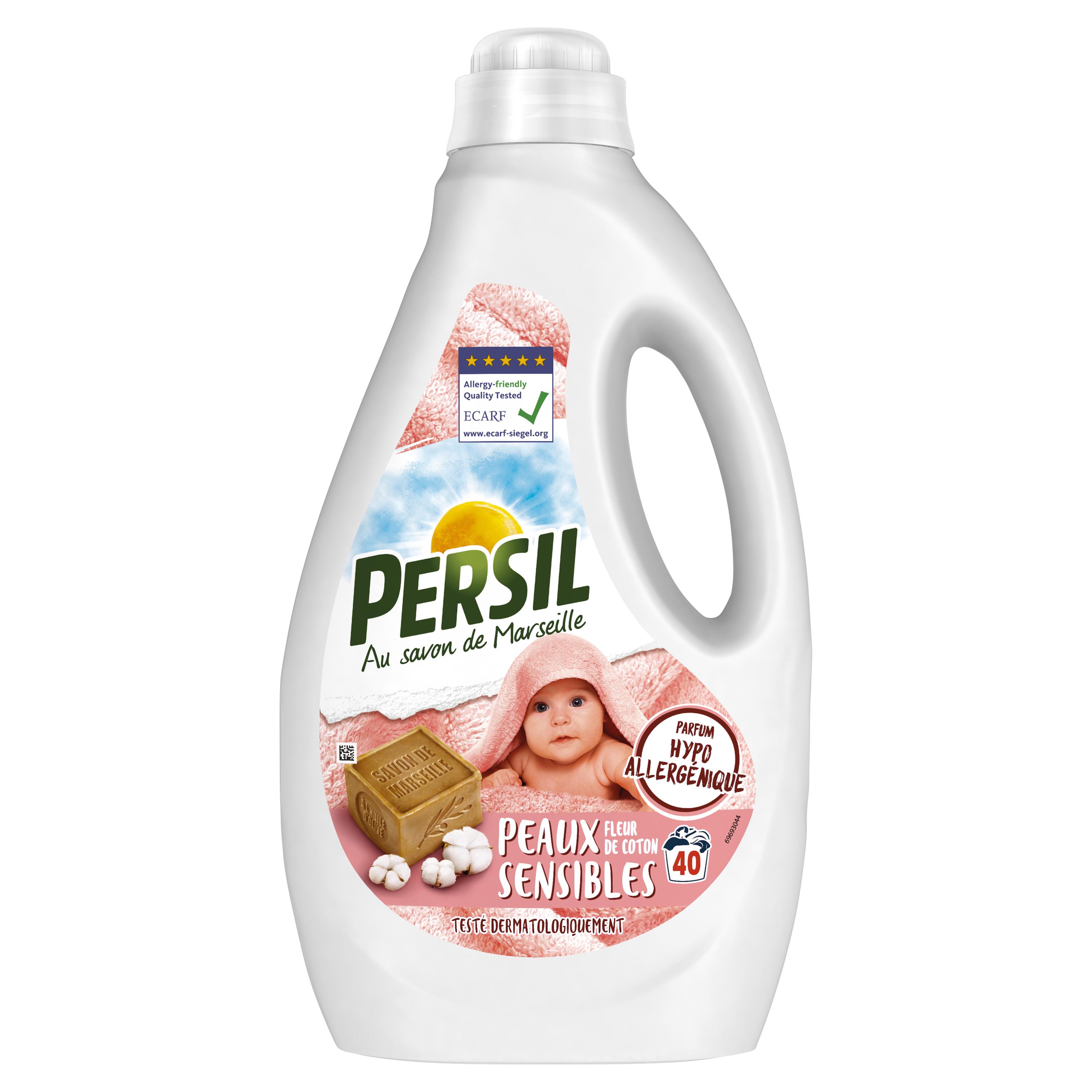 Voir la diapositive 2 : PERSIL Lessive liquide au savon de Marseille fleur de coton 40 lavages 1.8l