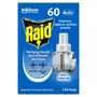 RAID Recharge liquide pour diffuseur électrique contre les moustiques et moustiques tigres sans parfum 60 nuits 1 recharge