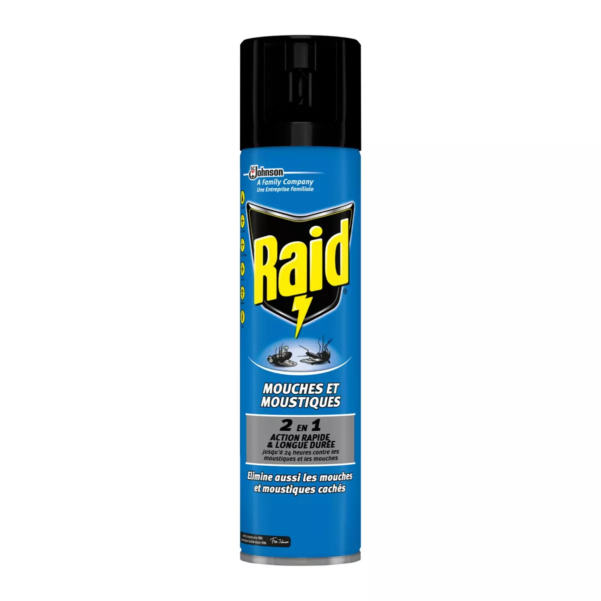 RAID Aérosol insecticide contres les mouches et les moustiques 2 en 1 400ml
