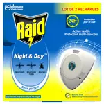 RAID Night & Day recharge pour diffuseur anti moustiques tigres et mouches sans parfum 2 recharges