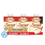 PRESIDENT Secret de crème fluide légère 25% MG UHT 3x20cl