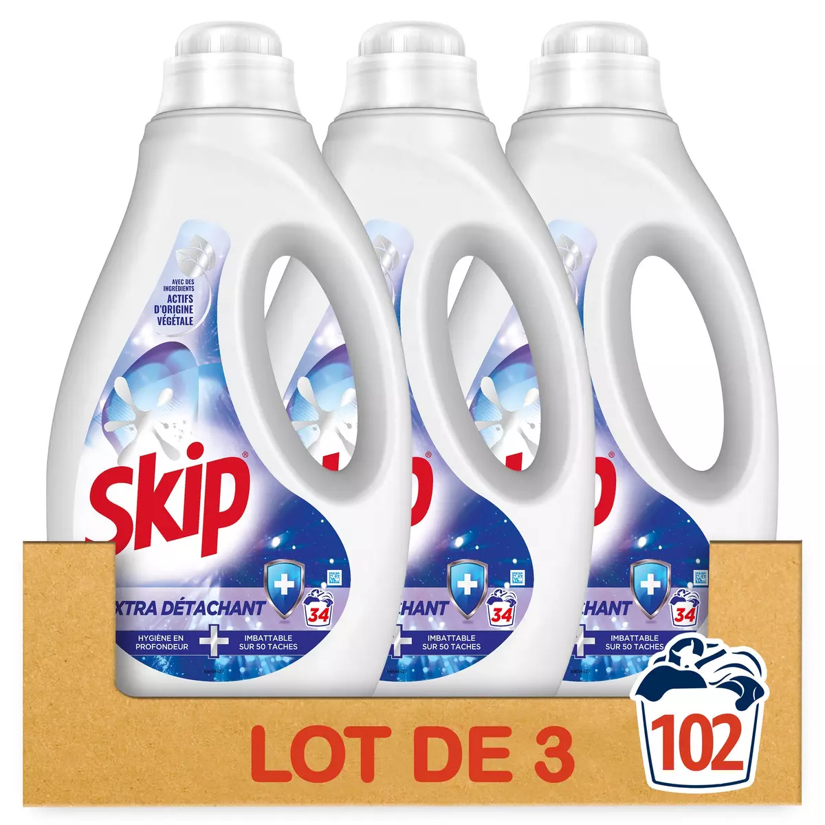 SKIP Lessive liquide détachante active clean 3x34 lavages 3x4,59l