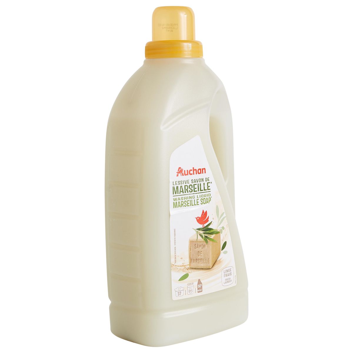 AUCHAN Lessive liquide Savon de Marseille 37 lavages 2l