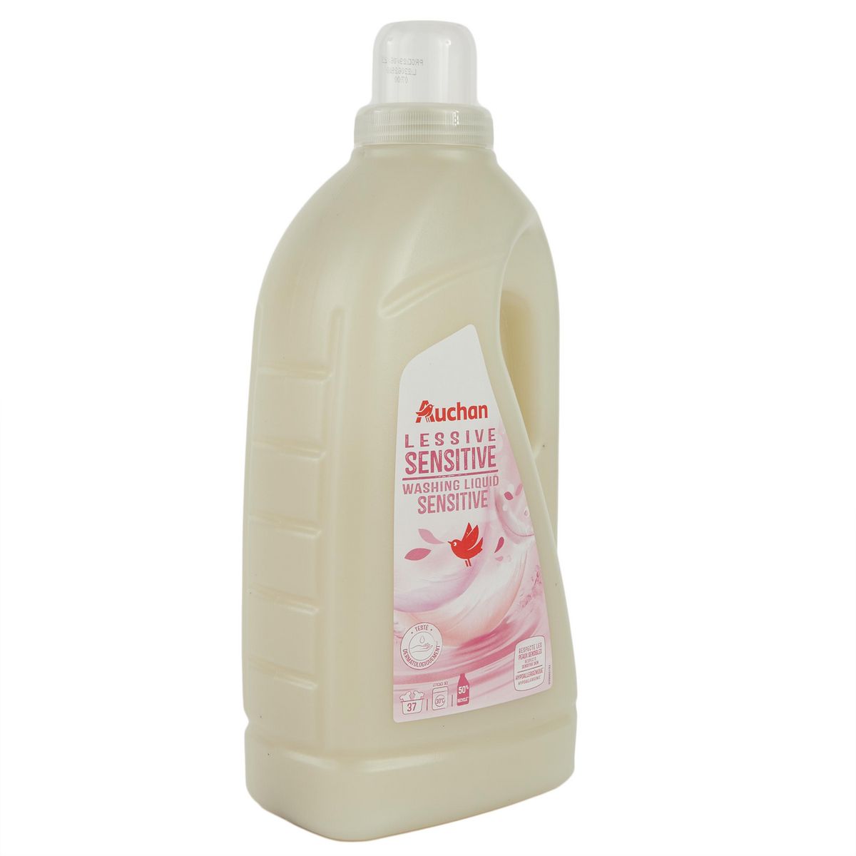 AUCHAN Lessive liquide Hypoallergénique Sensitive 37 lavages 2l