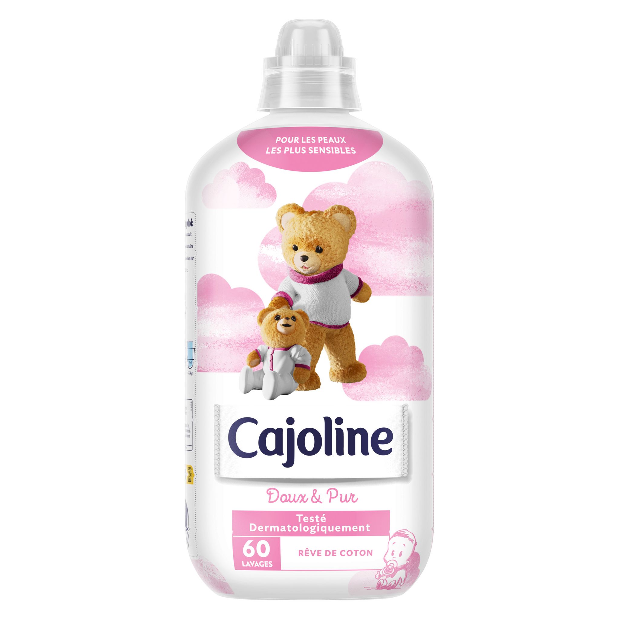 Voir la diapositive 2 : CAJOLINE Adoucissant liquide rêve de coton 60 lavages 1,38l