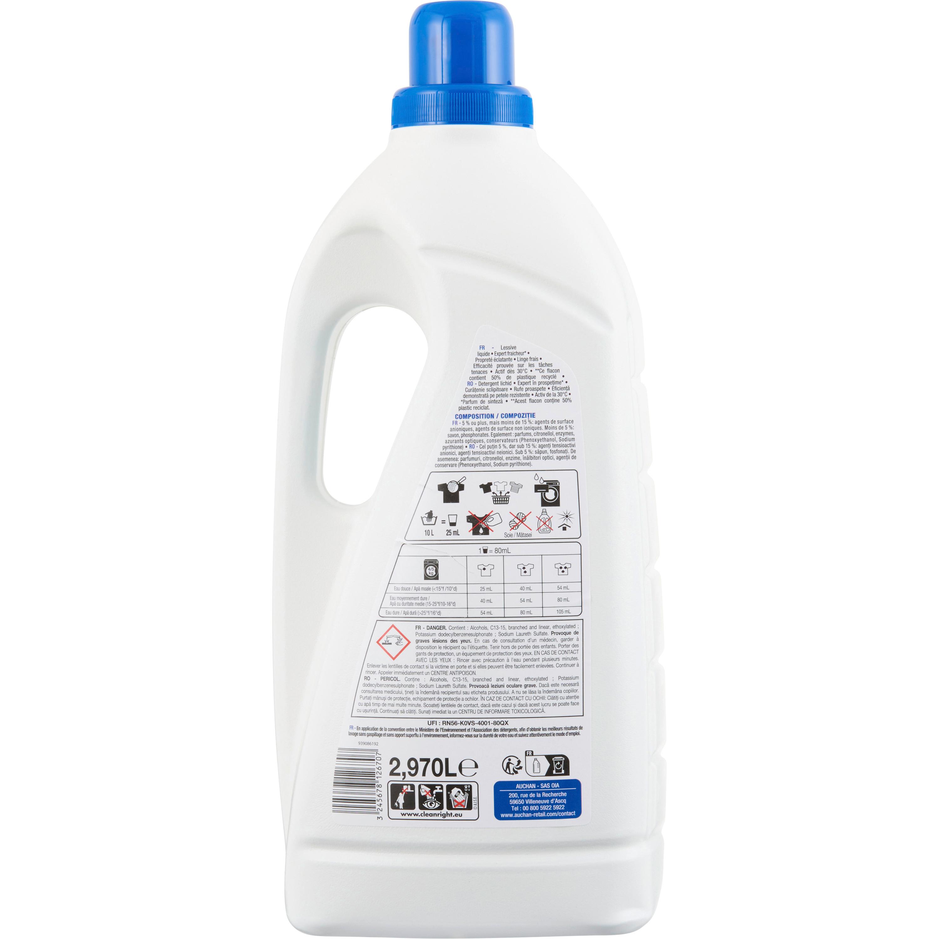 Voir la diapositive 4 : AUCHAN Lessive liquide Expert Fraîcheur 55 lavages 3l