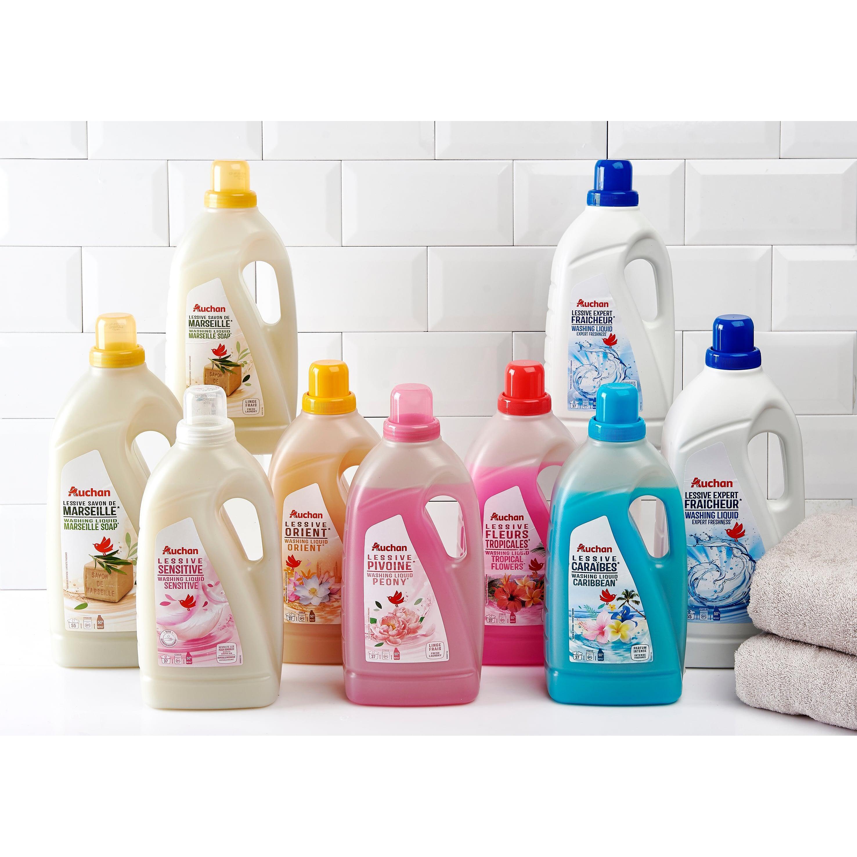 Voir la diapositive 4 : AUCHAN Lessive liquide Fleurs tropicales 37 lavages 2l