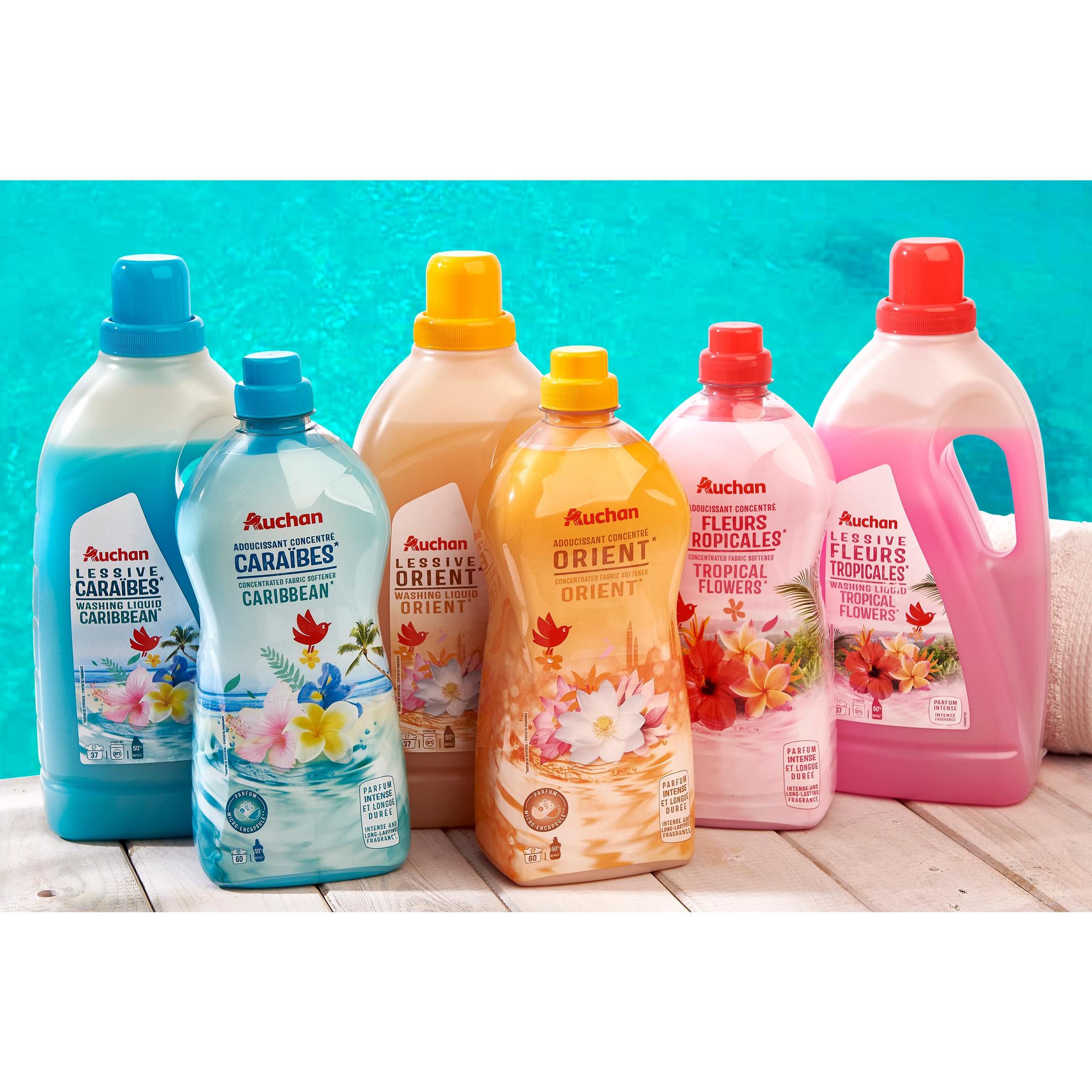 Voir la diapositive 4 : AUCHAN Lessive liquide Fleurs tropicales 37 lavages 2l